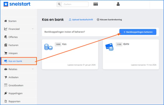 Kas en bank_Bankkoppeling beheren